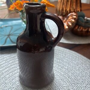 Antique Vintage Ceramic Brown Wine Decanter Jug Pitcher